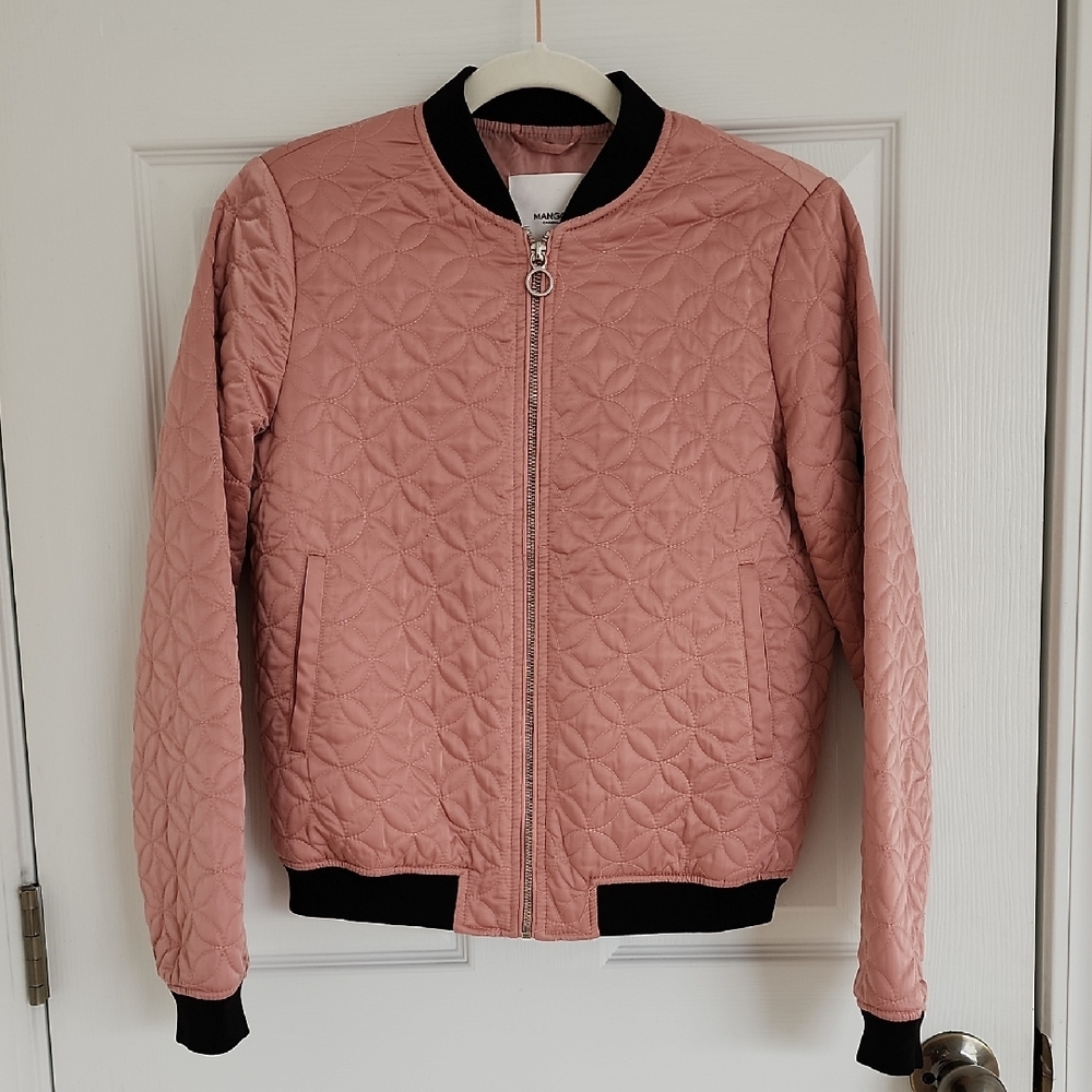 Mango Quilted Blush Bomber Jacket